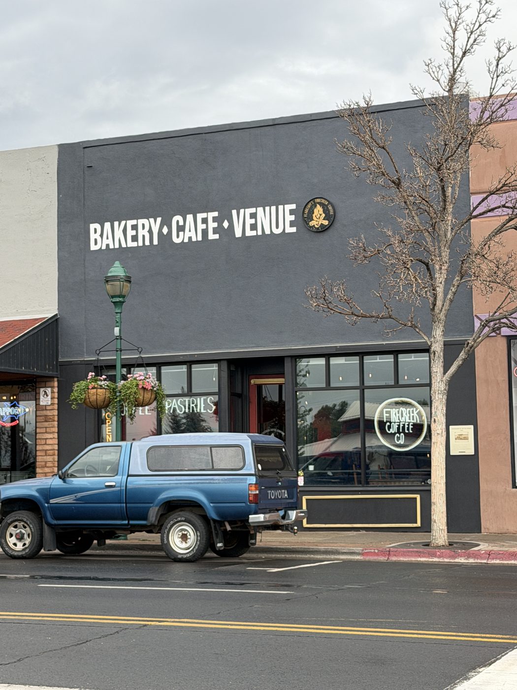 Firecreek Coffee Company at 22 E Historic Route 66, where the tour meets inside.